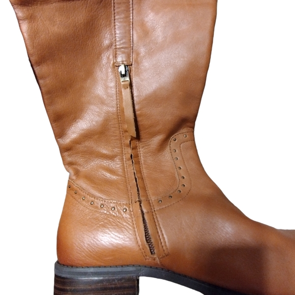 Women's Whiskey Brown Sam Edelman Prina Leather Riding Boots Size 9 - Picture 6 of 9